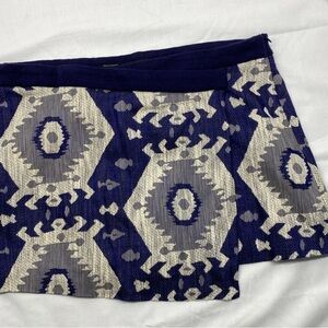 Zara Blue and Cream Geometric Mini Skirt